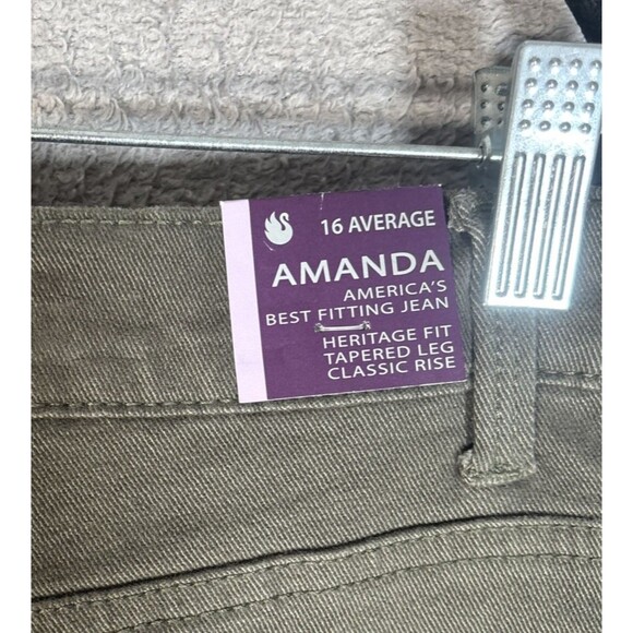 NWT Gloria Vanderbilt Amanda Jeans Women’s Size 16 Olive Green Tapered Leg - Picture 13 of 14
